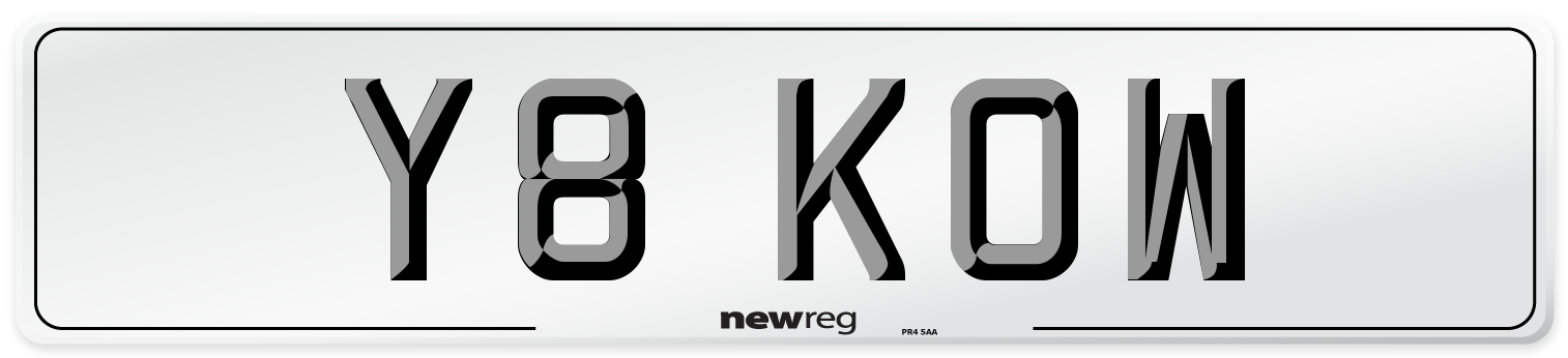 Y8 KOW Number Plate from New Reg